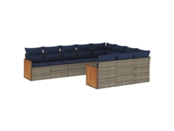 Maison Exclusive - Conjunto De Sofá De Jardín De 10 Piezas Con Cojines, Poliratán Gris