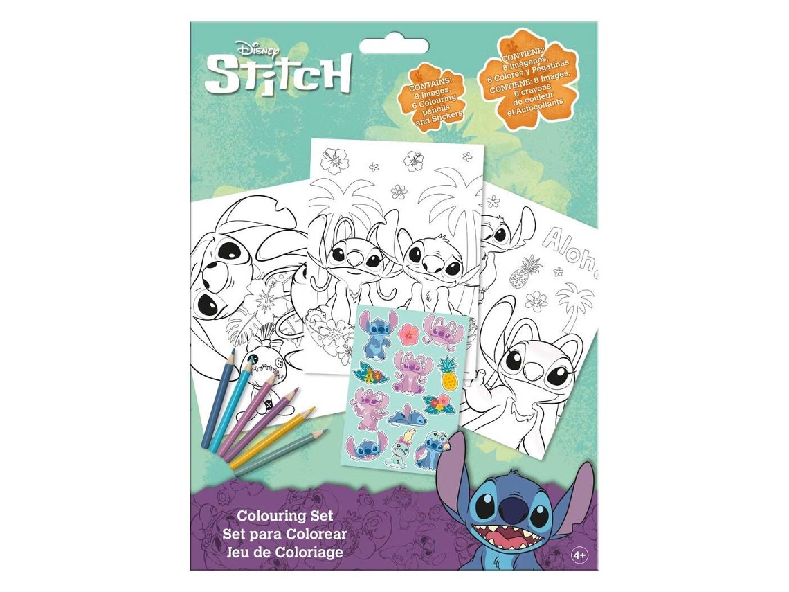 Conjunto Para Colorir Con Autocolantes Disney Stitch St00105