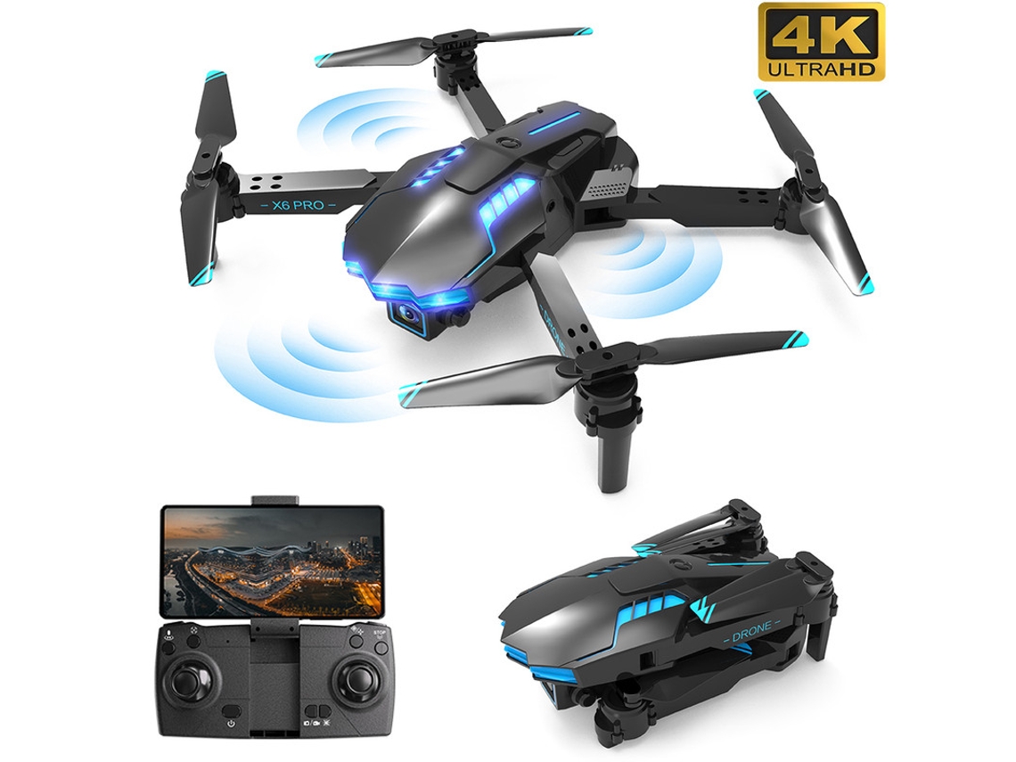 Mini dron X6pro 4k con batería de 15 minutos de duración, color negro. Bestvite