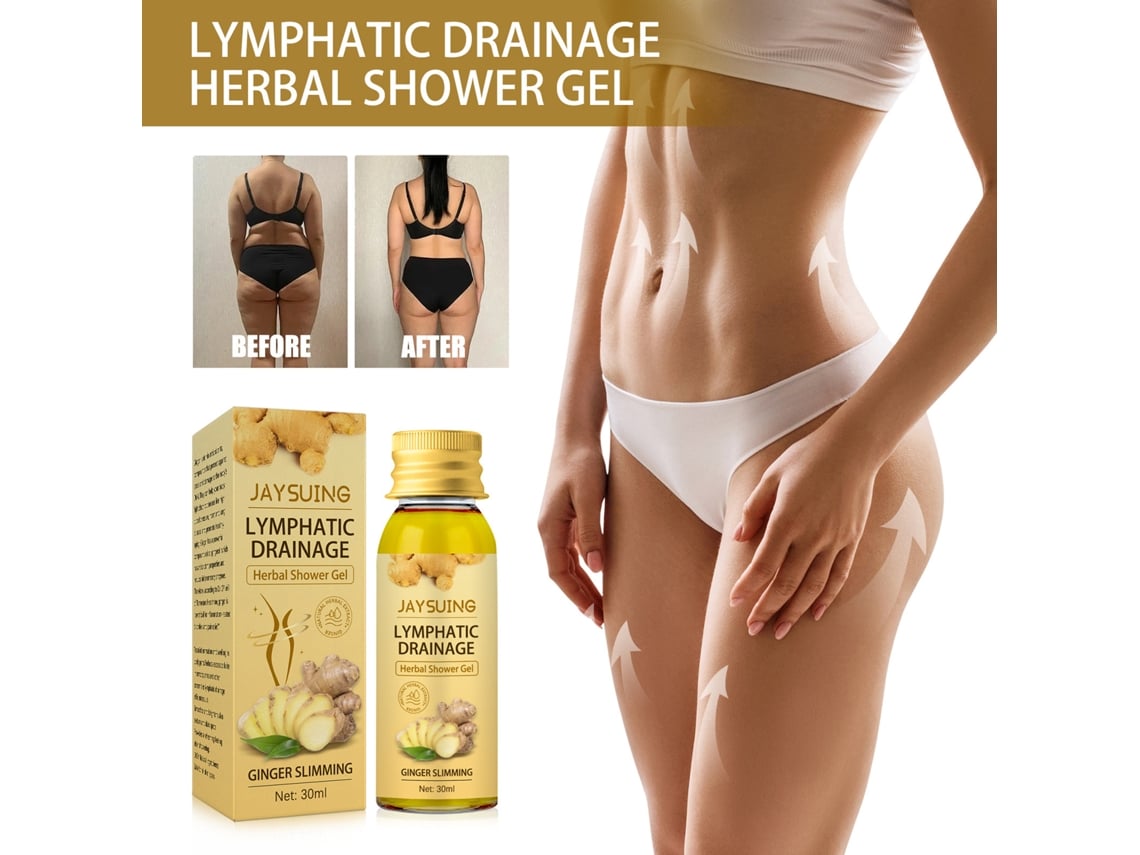 Gel De Banho De Gengibre Jaysuing 30ml Para Emagrecimento, Metabolismo E Drenagem Linfática