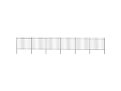 Valla de jardín con punta de lanza, 10,2 x 1,5 m, acero negro, DKD HOME DECOR