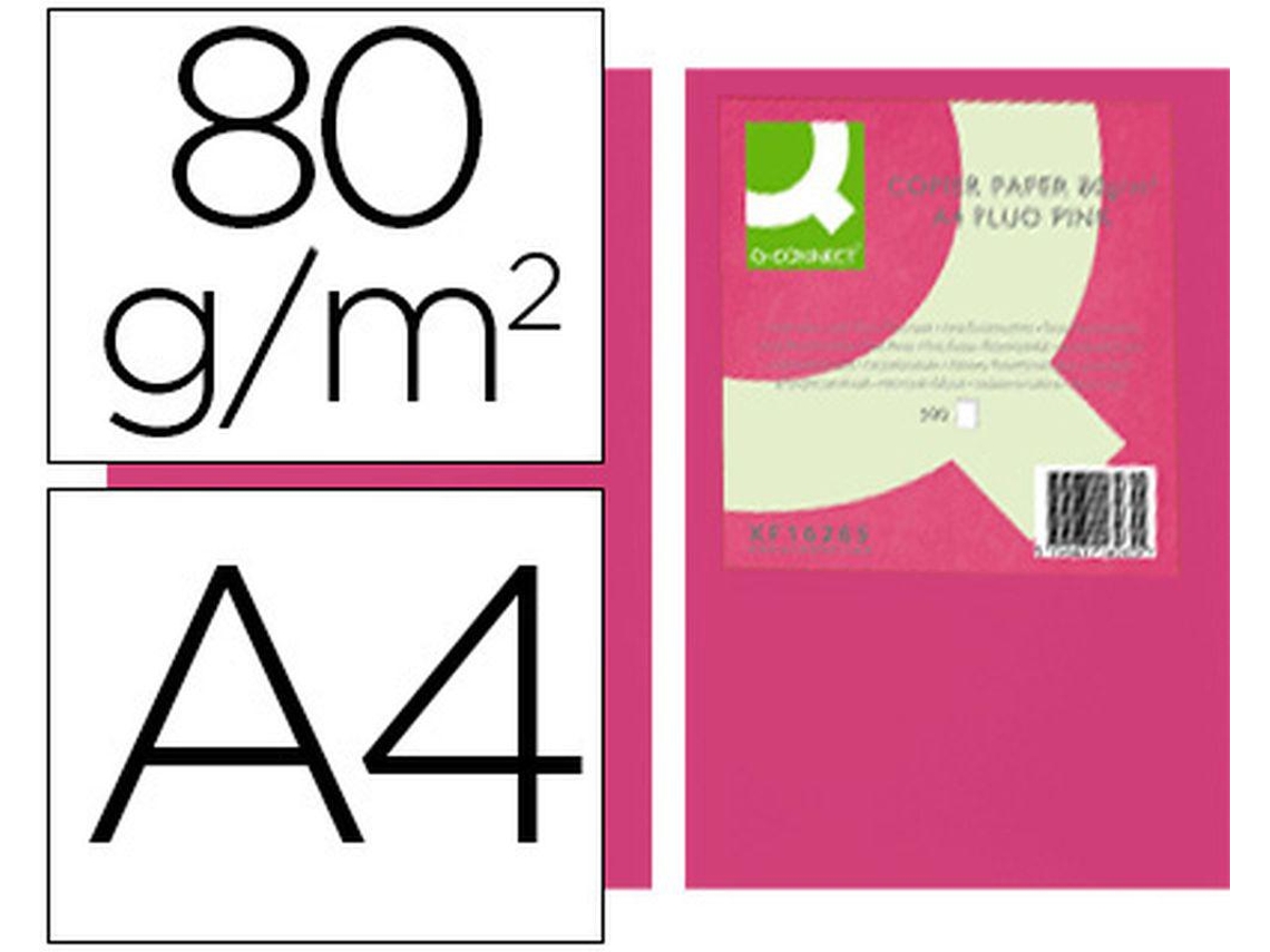 Papel Color Q Connect Din A4 80Gr Rosa Neón Pack De 500 Hojas