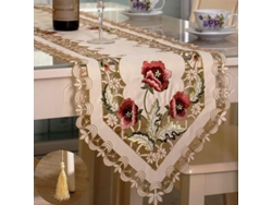 2026-mantel De Mesa Clásico De Encaje Beige 15x96 Pulgadas Flor Rufous