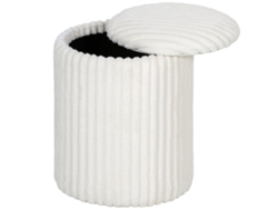 Puf de almacenamiento PRIME KANG con tapa reversible, de terciopelo de pana, para salón y dormitorio, color blanco.