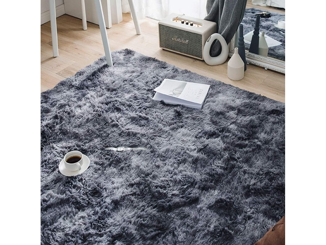 2026altiro-alfombra Suave Y Antideslizante De Pelo Largo Para Salón Y Dormitorio De Niñas, Diseño Moderno, Gris Oscuro, 80x120cm