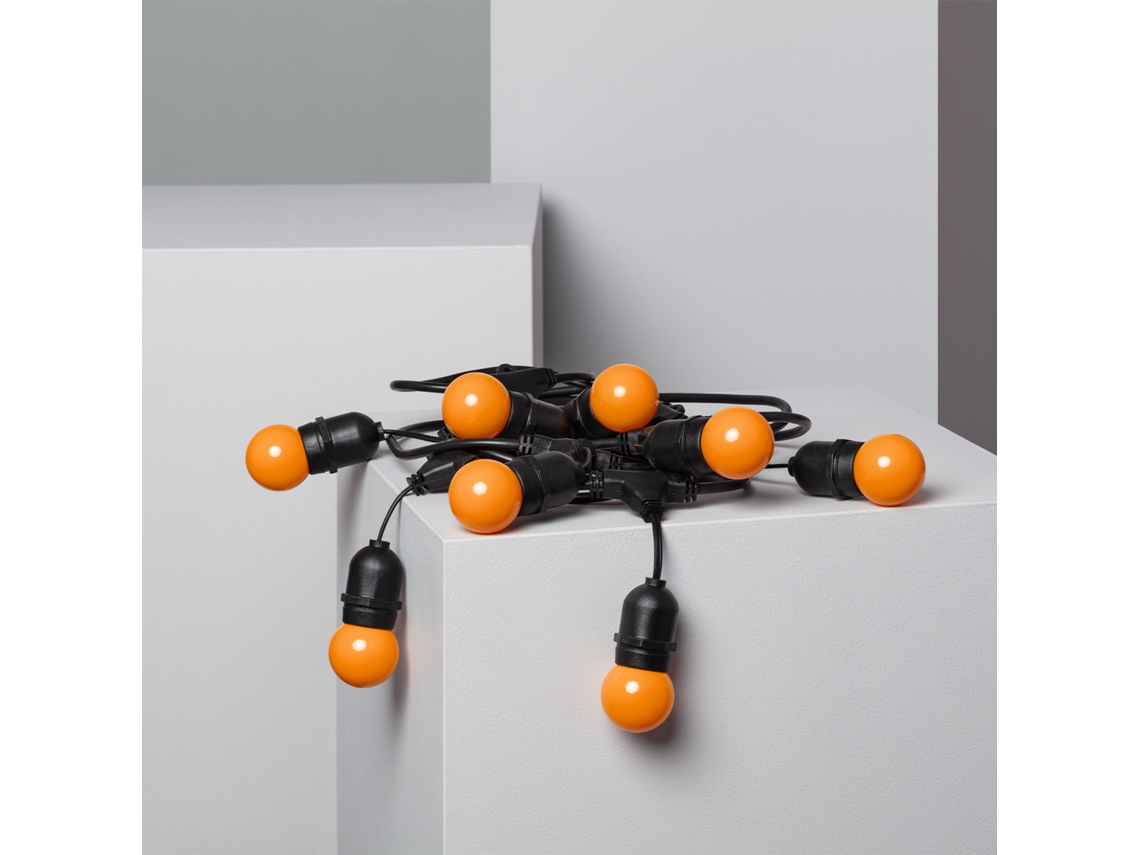 Guirnalda de Luces LEDKIA Waterproof Negro 8 Bombillas Led E27 G45 3W de Colores Naranja (550 cm)