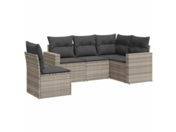 Maison Exclusive - Set De Sofás Jardín Y Cojines 5 Pzas Ratán Sintético Gris Claro