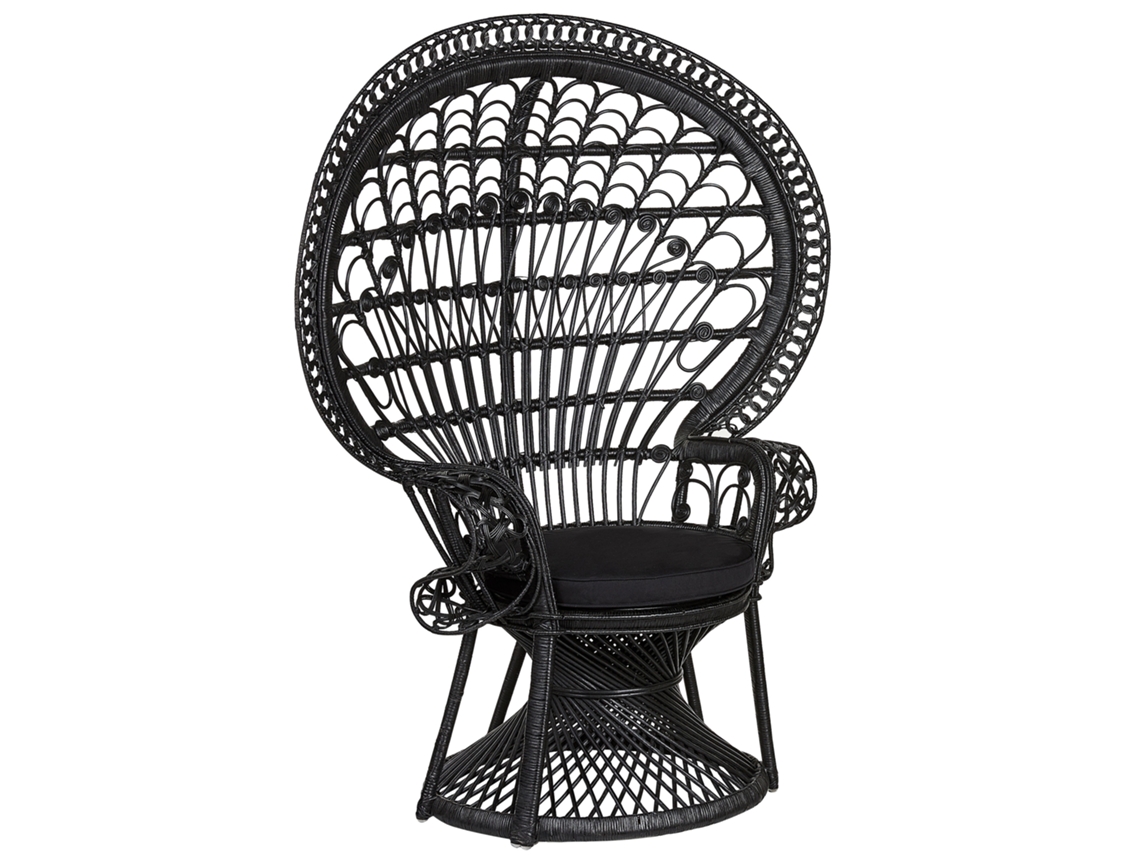 Silla de jardín BELIANI Emmanuelle de Ratán Negro 120x50x150