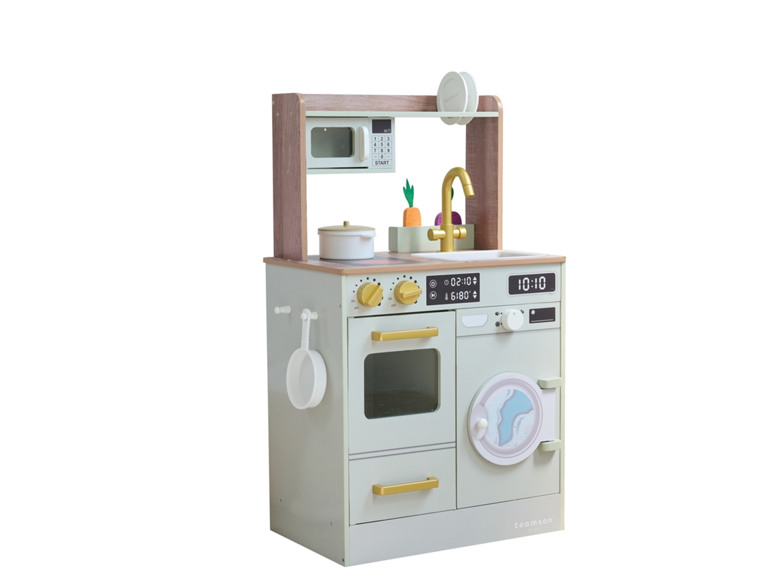 Cocina infantil de madera, 79 cm, color verde Teamson