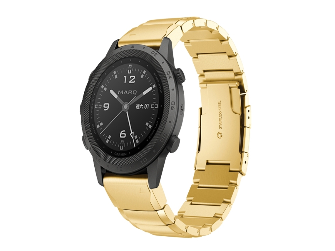 Pulseira para Garmin Marq Commander - Aço inoxidável - Estampa de capacete Tartaruga (22 mm) Dourada