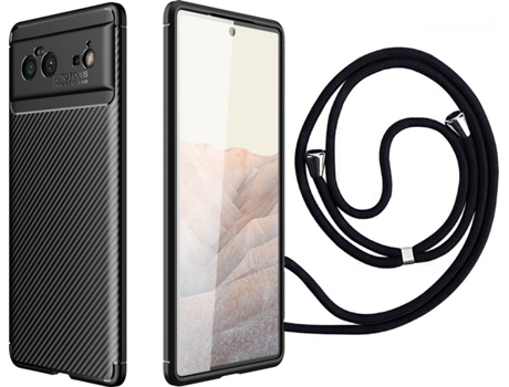 Funda Google Pixel 6 Rugged Carbon con Collar Negro
