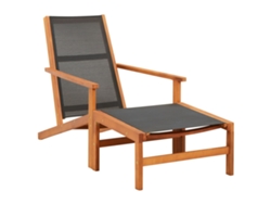 Silla de jardín con reposapiés en eucalipto macizo/textilesne negro DKD Home Decor