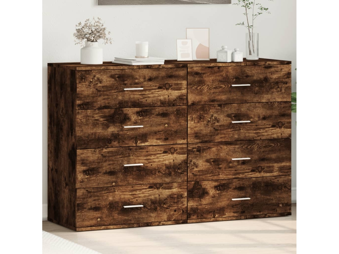 Pack 2 Uds Aparador | Mueble De Comedor | Buffetes Madera De Ingeniería Roble Ahumado 60x39x80 Cm Wsd863609