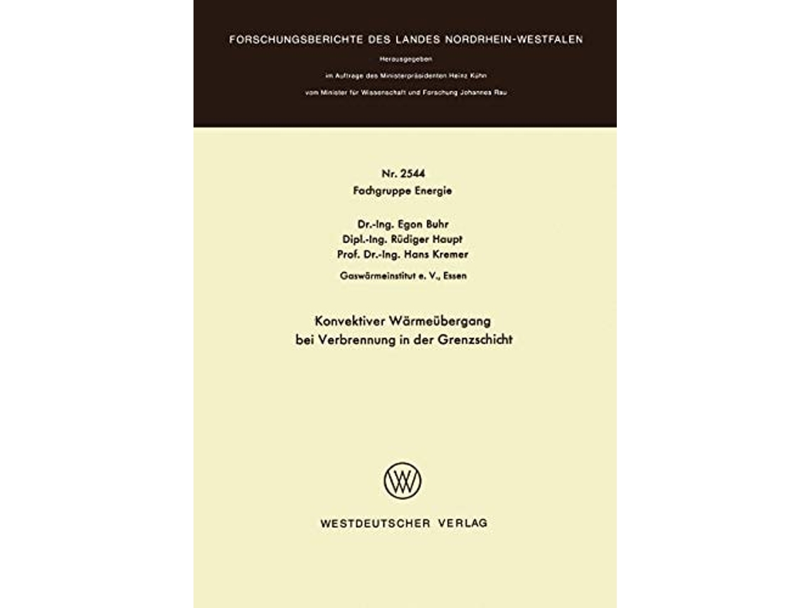 Libro Konvektiver Warmeubergang Bei Verbrennung In Der Grenzschicht De Egon Buhr (alemán)