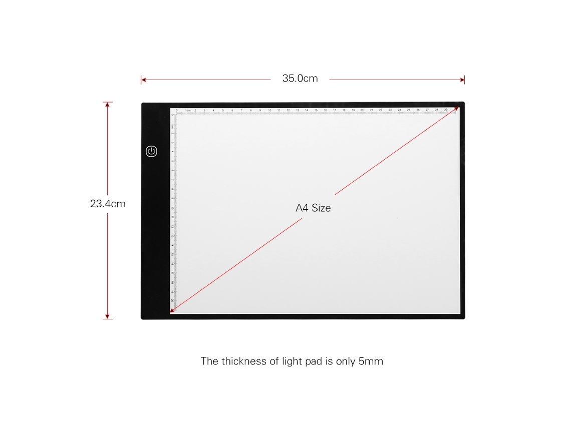 Tablero De Luz Led A4 Ultra Delgado Usb Con 3 Niveles De Brillo Para Dibujo Animación Y Trazado Artístico