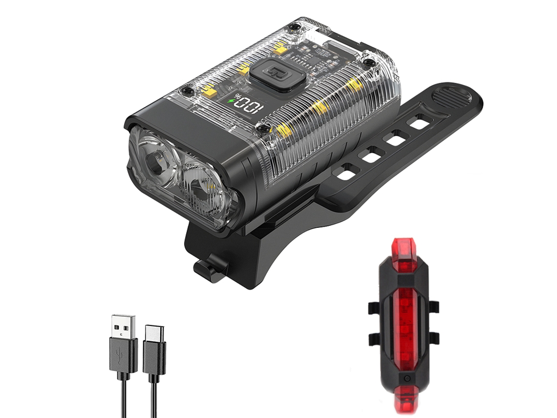 Faro LED para bicicleta T6 de 1300 lm, recargable por USB, ideal para ciclismo nocturno, scooter y ciclismo de montaña. Aeuzwr