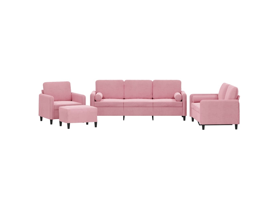 Conjunto 4 de sofás con cojines VIDAXL terciopelo rosa