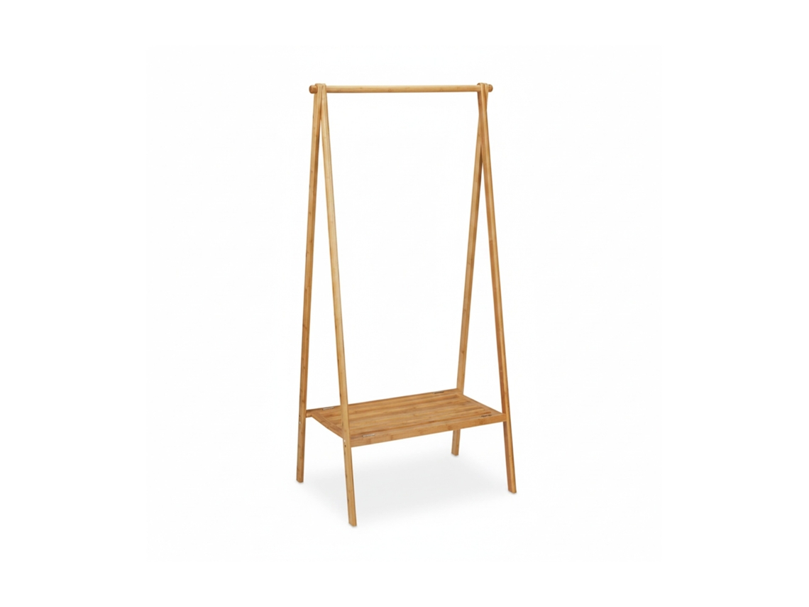 Relaxdays Perchero Burro Plegable Con Repisa, Bambú, Marrón, 170 X 83 X 56 Cm