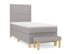 Maison Exclusive - Cama Box Spring Con Colchón Tela Gris Claro 100x200 Cm