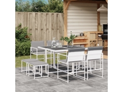 Conjunto de comedor de jardín de 9 piezas con cojines de textilene blanco de DKD Home Decor