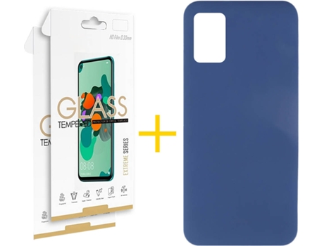 Funda y Protector 2x de Vidrio Samsung Galaxy A31 SKYHE Silicona Líquida Azul