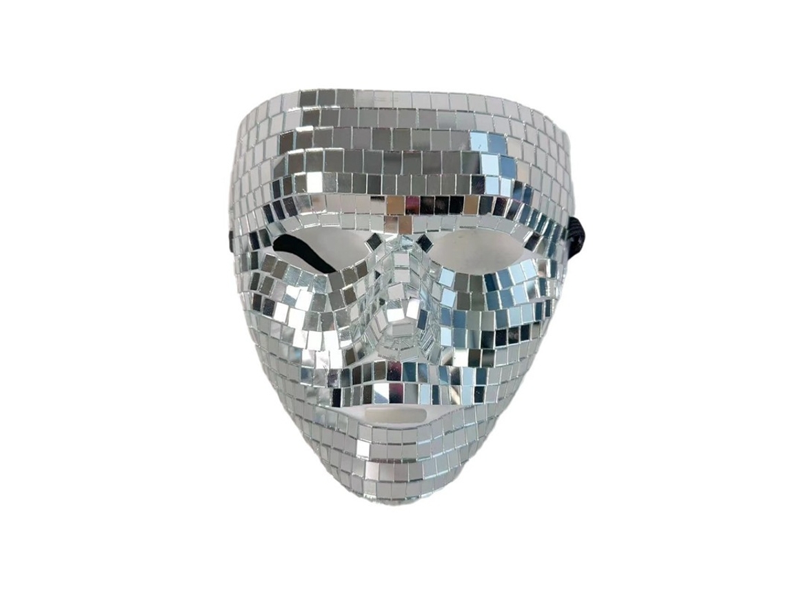 Fiesta de discoteca de Halloween, bola de espejos, máscara de disfraz