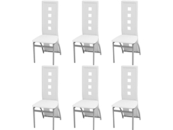 Conjunto 6 Cadeira de sala VIDAXL Branco Couro Artificial