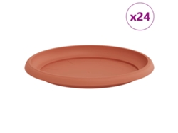 Bandeja redonda para flores, 24 piezas, color rojo ladrillo, plástico VIDAXL