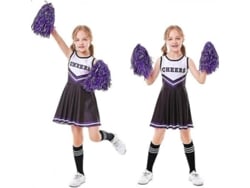 2026-fantasia De Torcedora Para Menina Para Festas Escolares, Halloween, Festas Musicais Com 2 Bolas De Pelo 110 Cm Negro