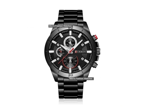 Relojes de Cuarzo de Moda para Hombres Relojes de Pulsera Cronógrafo de Acero Inoxidable Resistentes al Agua Concha Negra VEANXIN