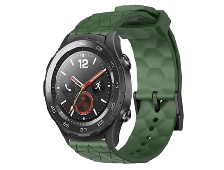 Correa de reloj inteligente para Huawei Watch 2 20 mm Patrón de fútbol Correa de silicona de color sólido (verde militar)