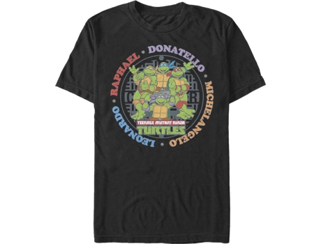 Camisetas Unisex DEEPSTONE Names Teenage Mutant Ninja Turtles Negro (XL)