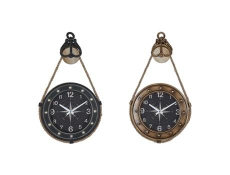 Juego 2 Relojes de Pared DKD HOME DECOR 63320 (Cristal - Negro - 8 x 43 x 71 cm)