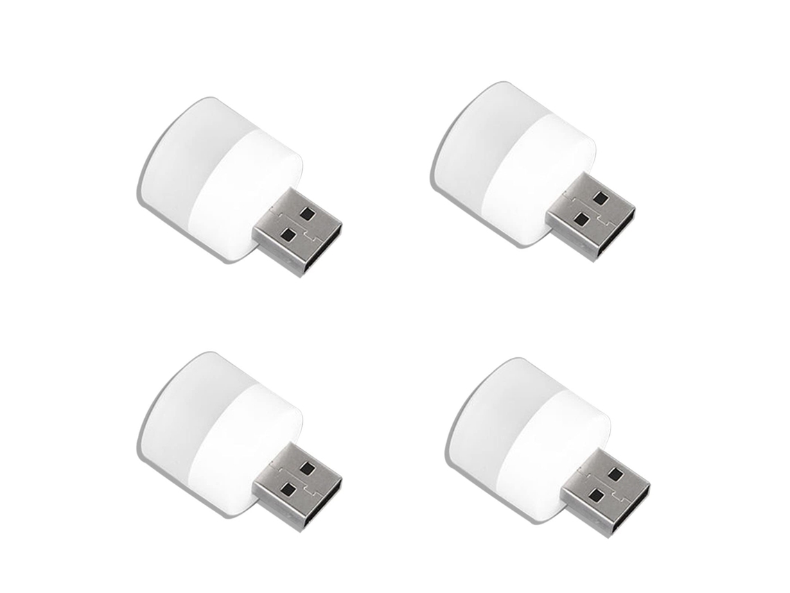 Juego de 4 mini luces nocturnas USB con bombilla LED enchufable, luz blanca cálida, compacta, ideal para dormitorio, baño, guardería, pasillo, Vledary Light