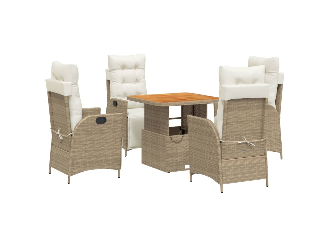 Maison Exclusive - Set Comedor De Jardín 5 Pzas Con Cojines Ratán Sintético Beige