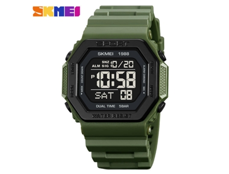 Reloj electrónico multifuncional resistente al agua con pantalla digital cuadrada para niños, verde militar LUUCOZK