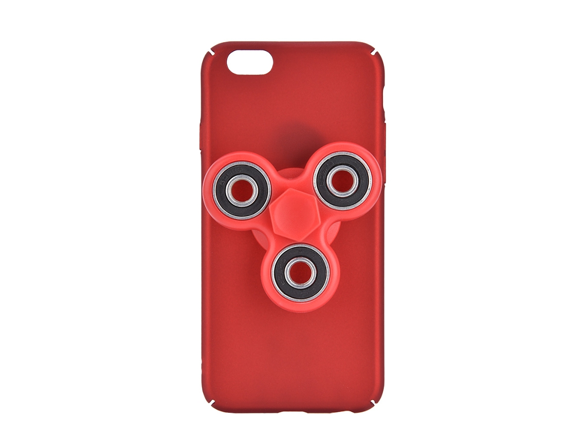Cubre Telefono Con Spinner Removible En La Punta De Los Dedos Para Iphone 6/6s Plus Rojo