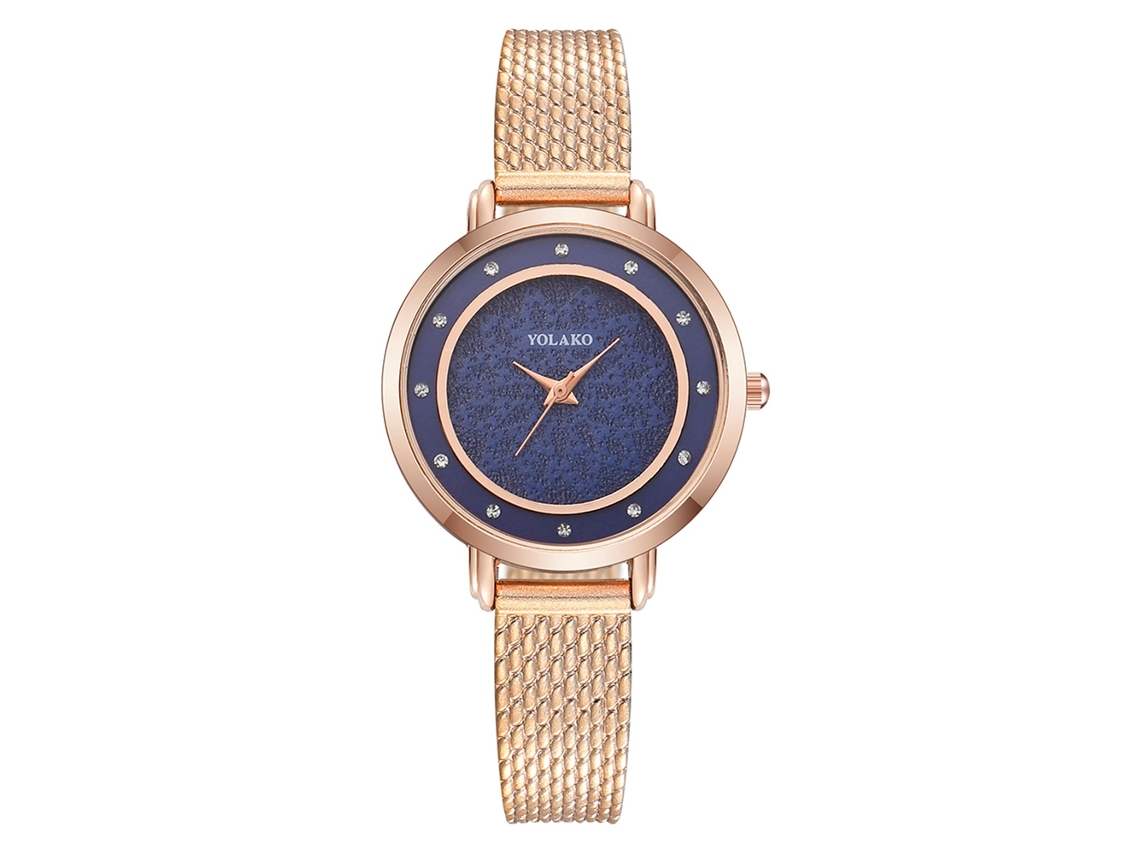 Reloj De Pulsera Sencillo E Informal Para Mujer Yolako Con Esfera Redonda, Movimiento De Cuarzo, Color Azul Oscuro.