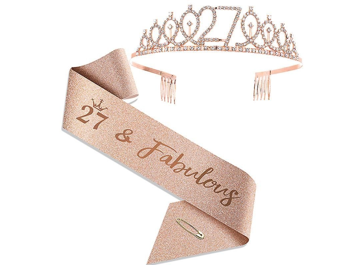 2026-set De Cinturón Y Diadema Para 18º Cumpleaños - Oro Rosa Foil, Elegante Y Magnífico