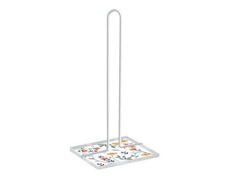 Portarrollo De Papel De Cocina Versa Selene Flores Metal Acero Madera Mdf (16,5 X 31 X 13 Cm)