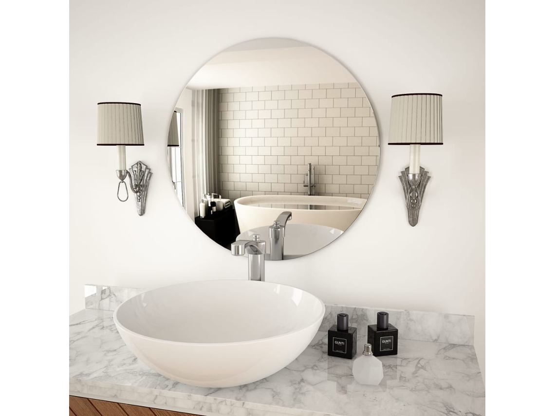 Espejo de Pared de Cristal Redondo 60 cm