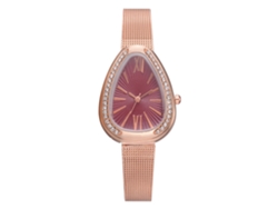Reloj De Cuarzo De Moda Para Mujer Con Correa De Malla Y Esfera Con Diseño De Gota De Agua Y Diamantes De Imitación (rojo)
