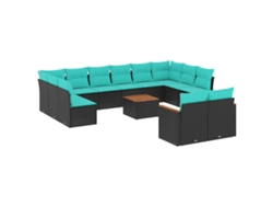 Maison Exclusive - Conjunto De Sofá De Jardín De 13 Piezas Con Cojines, De Poliratán Negro