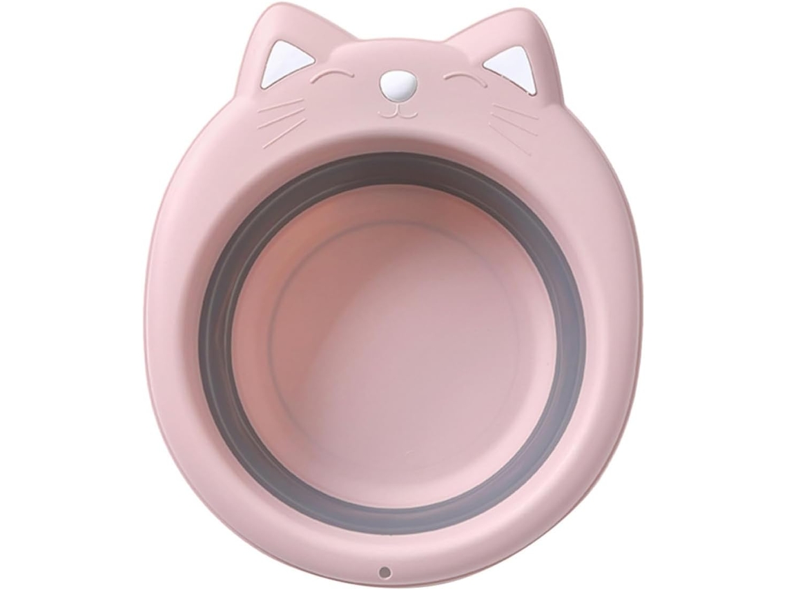 Adorable Lavabo Plegable Para Bebé Con Forma De Gato, Portátil De Pp.