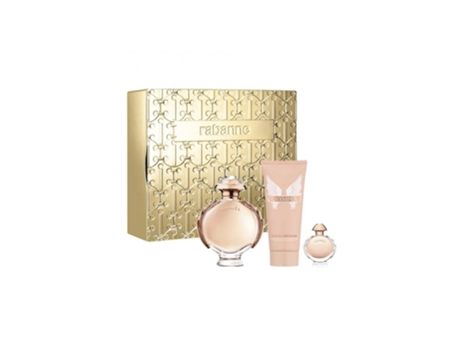 Set Olympéa PACO RABANNE Mujer – Eau de Parfum 80ml, Loción 100ml, Miniatura 6ml