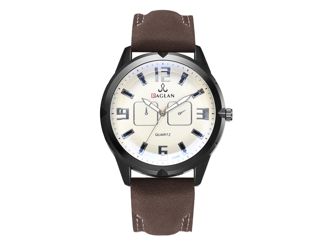 Reloj De Pulsera Para Hombre De Cuero Pu Analógico Cuadro Redondo De Cuarzo (marrón Oscuro)