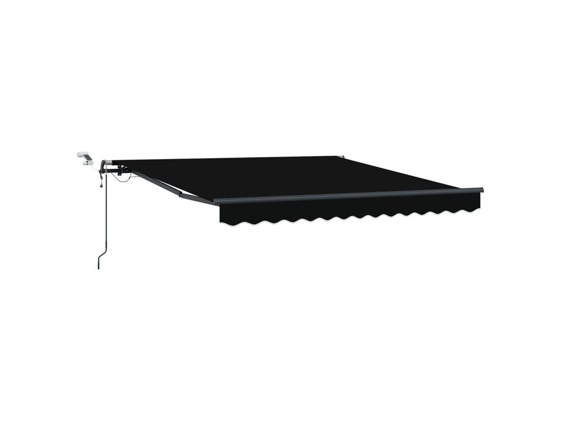 Toldo retráctil automático Vidaxl con LED, poliéster negro (350 x 250 cm)