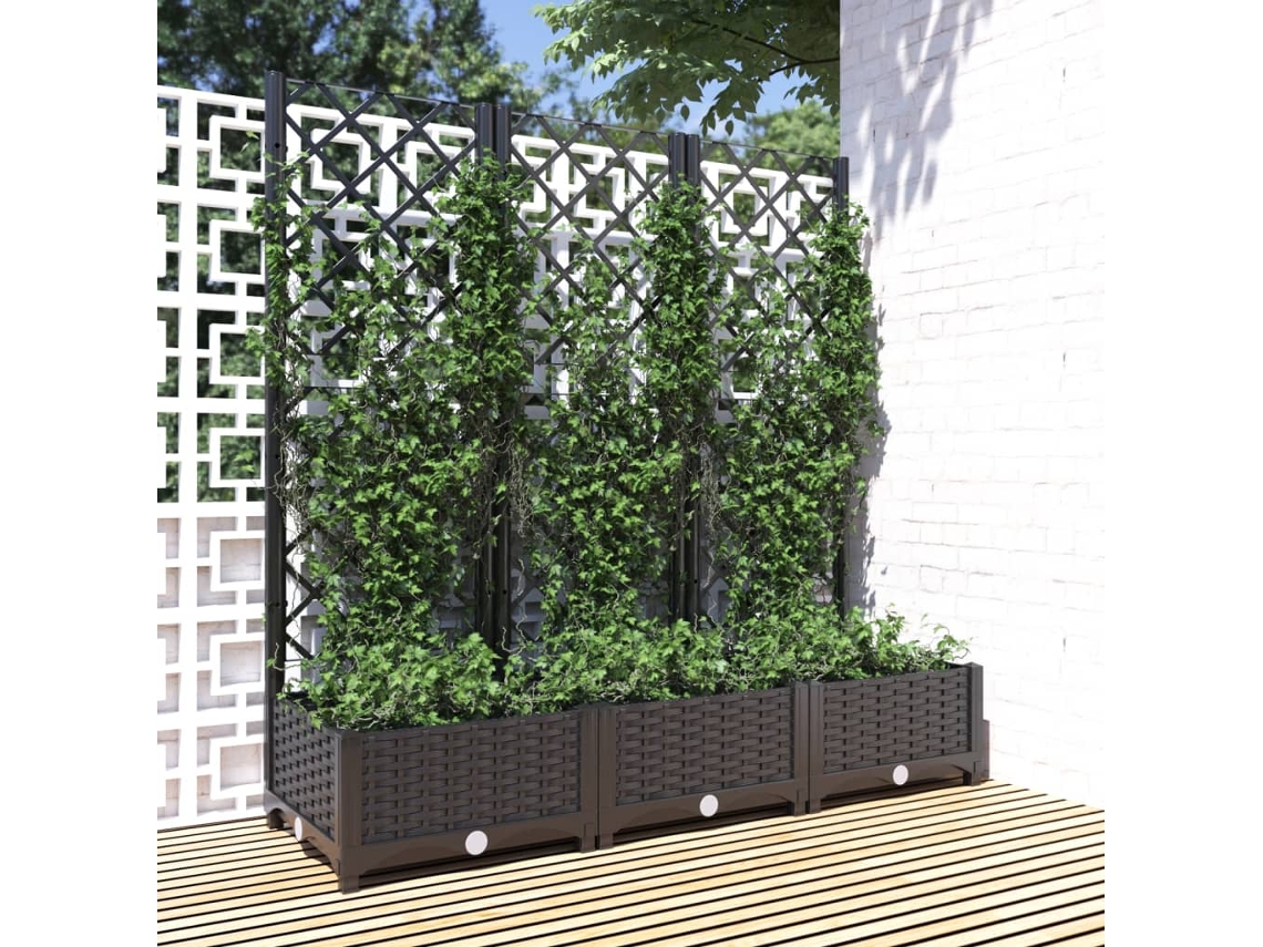 Maceta/Jardinera de Jardín con Enrejado 120X40X121,5 Cm PP Negro