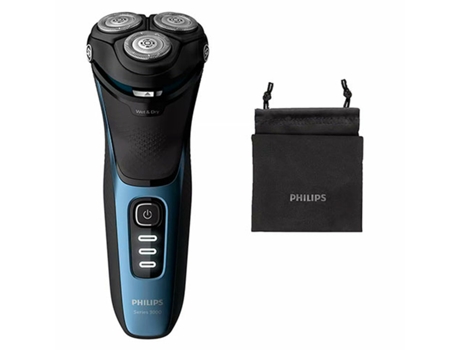 Maquinilla de Afeitar PHILIPS S3232/52 (Negro/Azul - 3 - Funda - Tapa protectora)