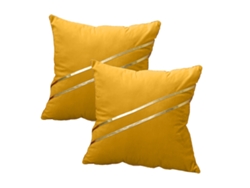 Funda De Almohada De Terciopelo Con Rayas De Cuero Dorado, 45,7 X 45,7 Cm